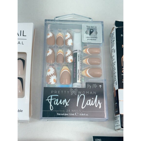 Professional False Nails - Press on Nails, Long, with Glue, color White and Red. - Picture 9 of 12